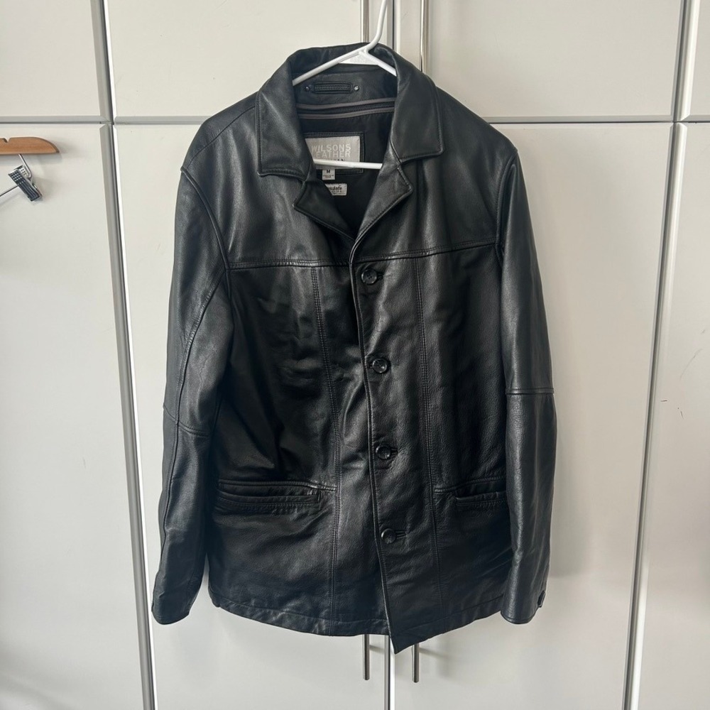 Wilsons Leather M Julian Black Leather‎ Car Coat Mens Medium Thinsulate Lined